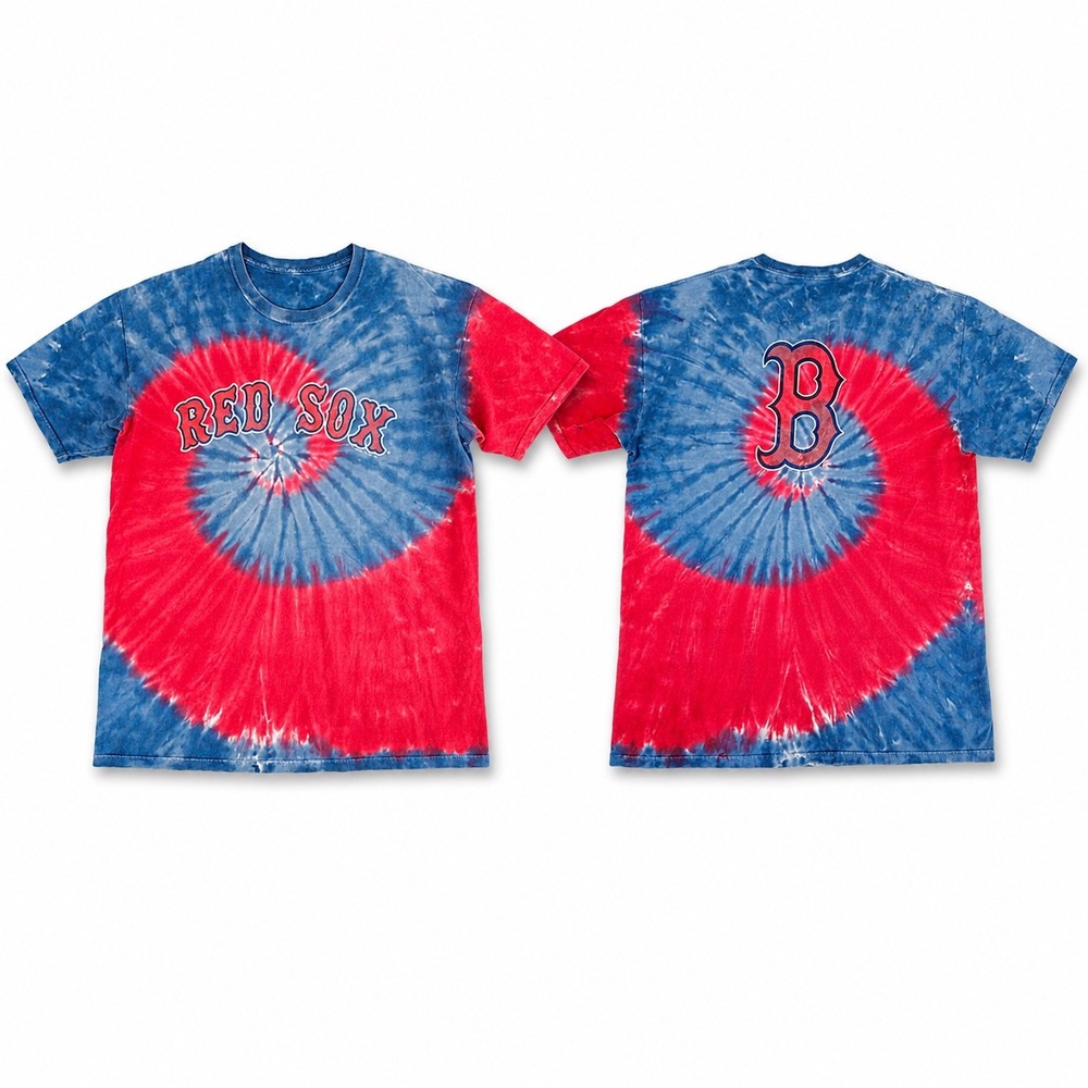 Boston Red Sox T-Shirt Mens XL Blue Red Tie Dye Spiral Logoโ MLB Liquid Blue